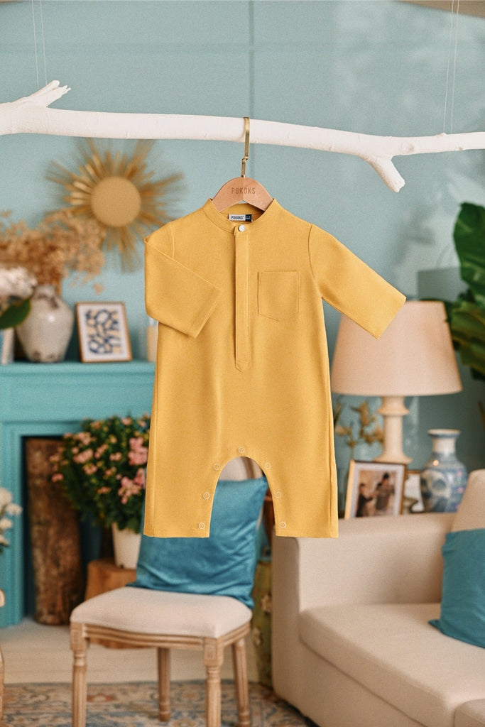 The Tanam Babies Baju Melayu Jumpsuit - Dijon Mustard