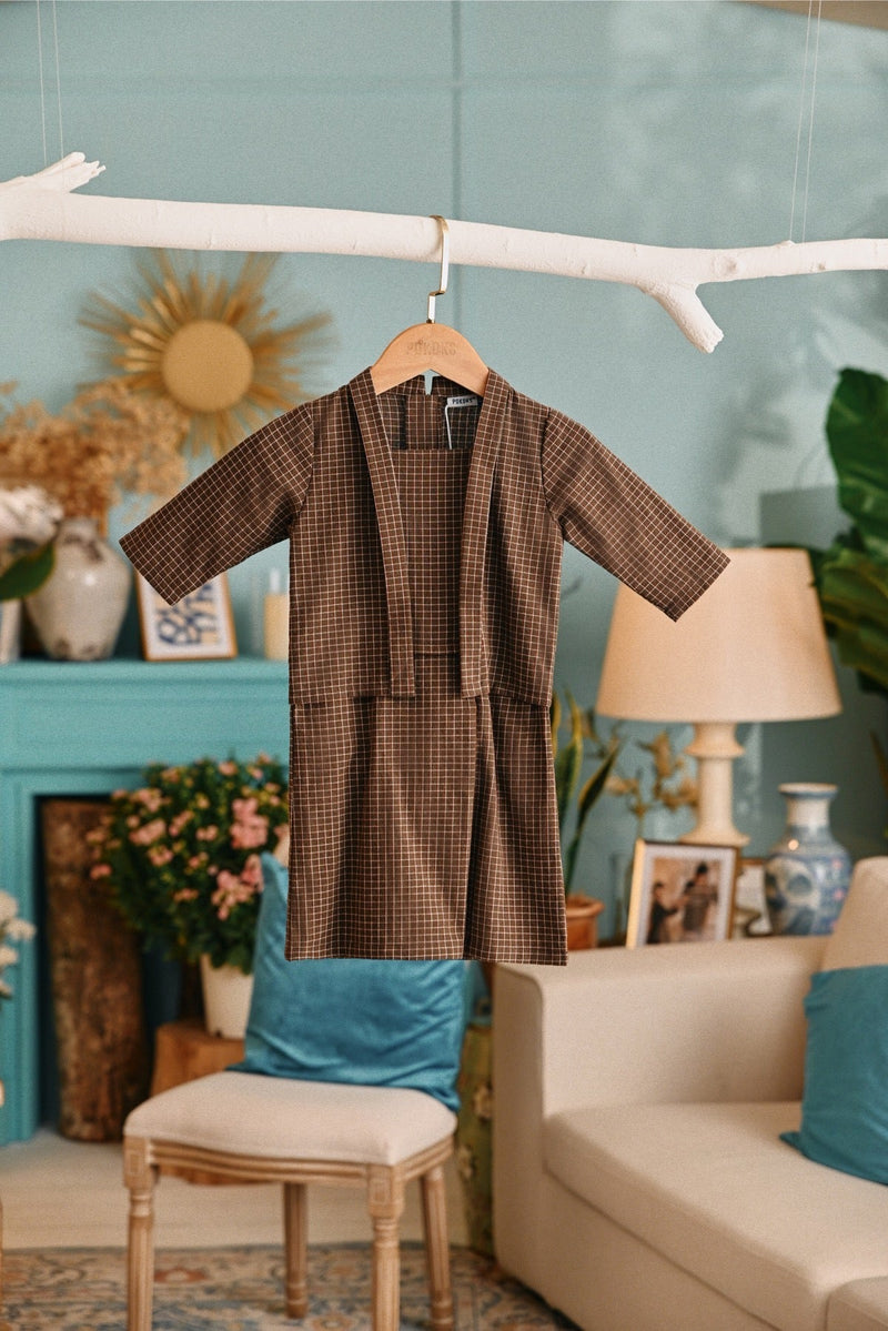 The Tanam Babies Kebaya - Complete Brown Checked
