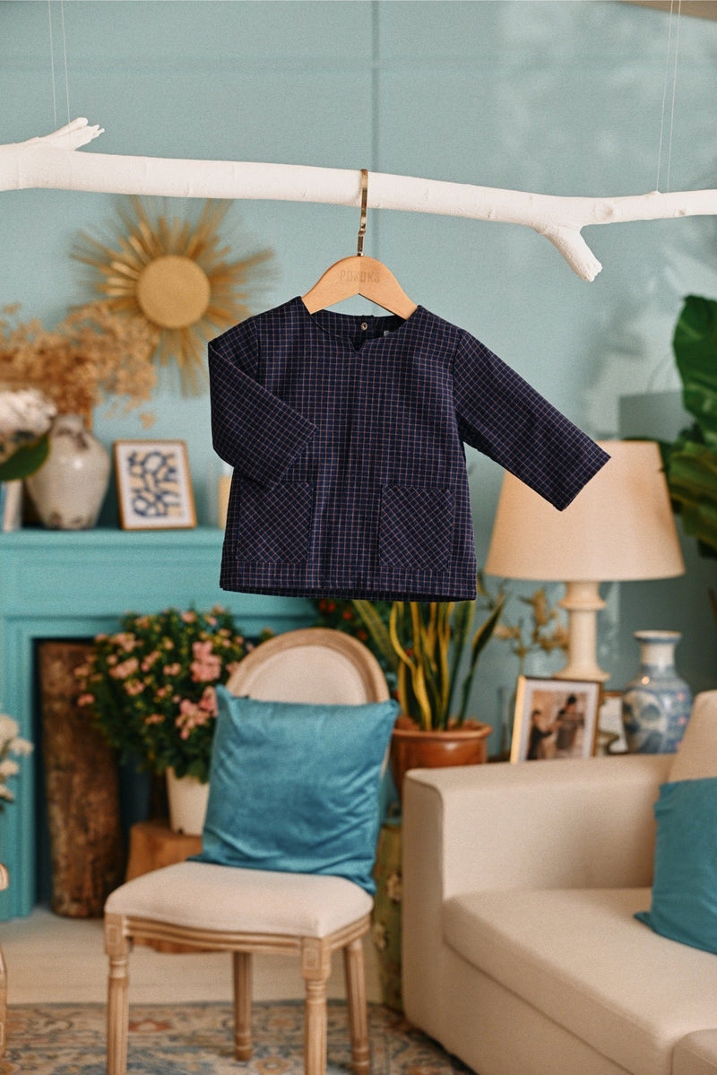 The Tanam Babies Kurta - Complete Navy Checked