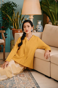 The Tanam Women Kebaya Top - Dijon Mustard