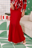 The Tabur Women Trumpet Skirt - Crimson Red