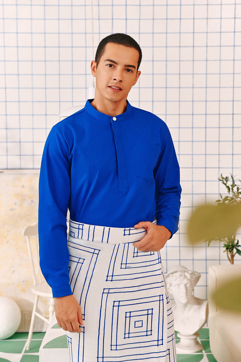 The Tabur Men Baju Melayu Top - Classic Blue
