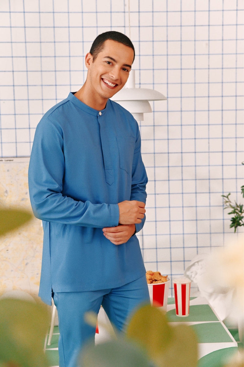The Tabur Men Baju Melayu Top - Blue West