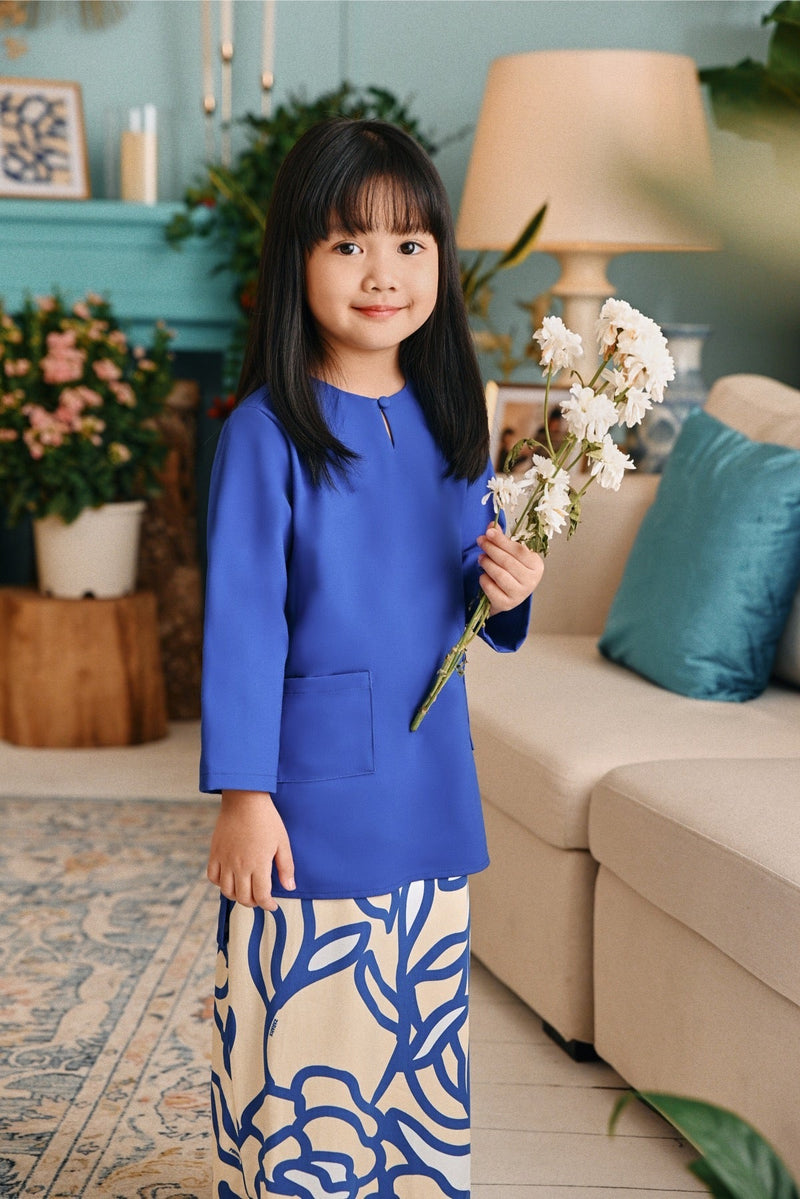 The Tanam Kurung Top - Classic Blue