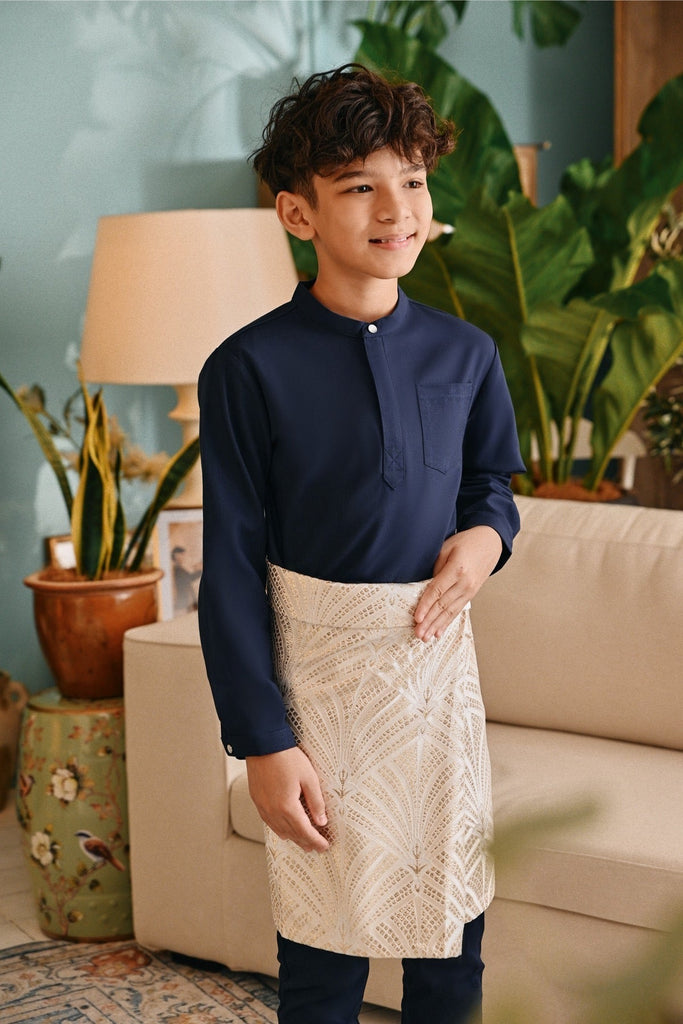The Tanam Baju Melayu Top - Navy Blue
