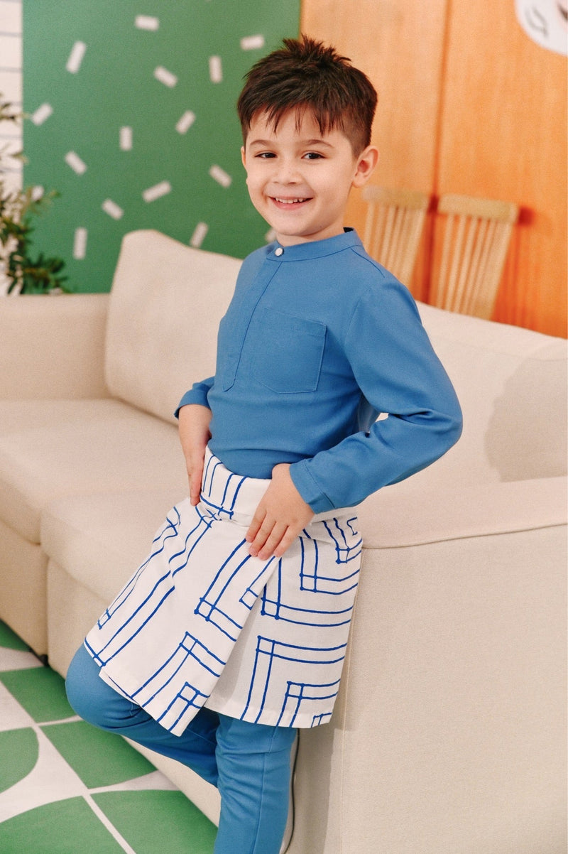 The Tabur Baju Melayu Top - Blue West