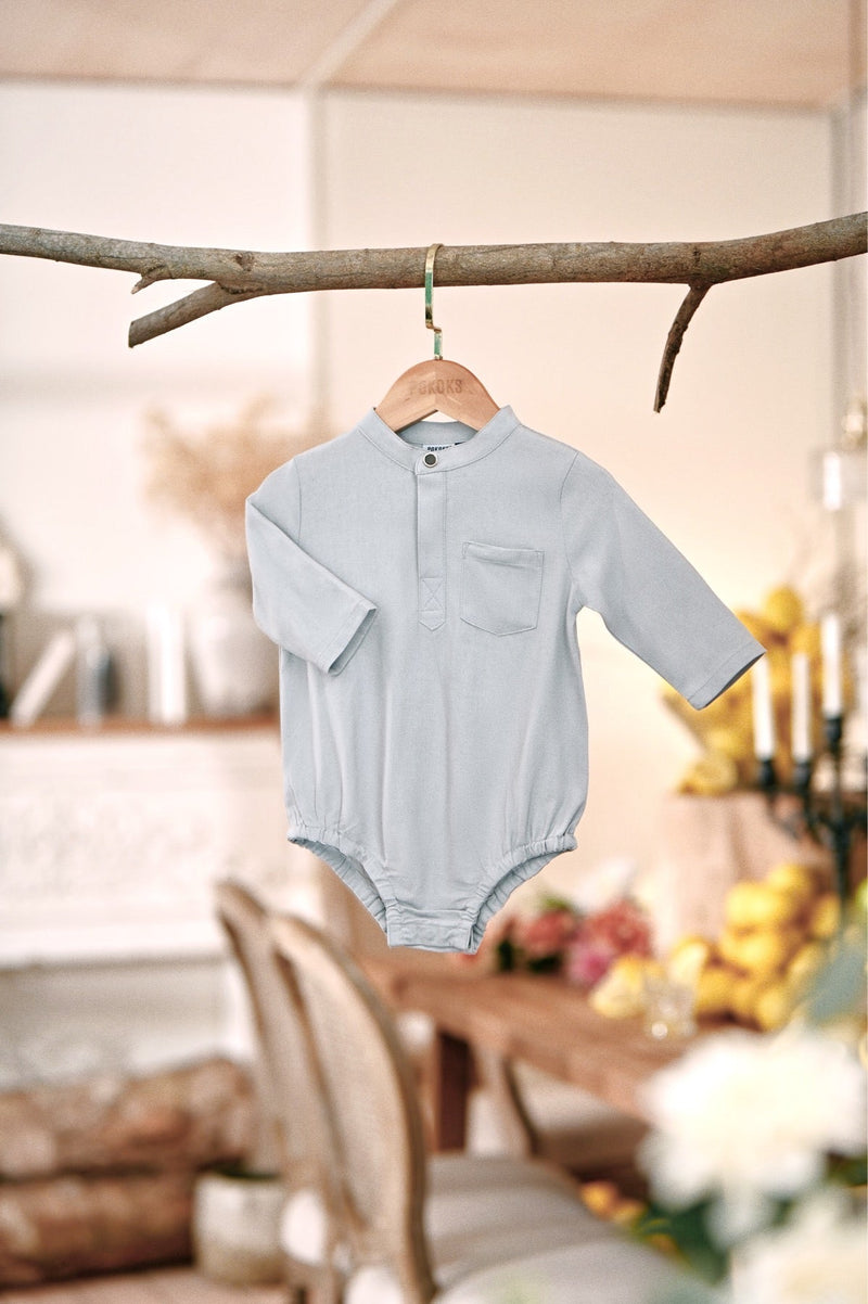 The Menuai Babies Baju Melayu Romper - Light Grey