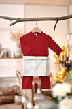 The Menuai Babies Baju Melayu Jumpsuit - Crimson Red