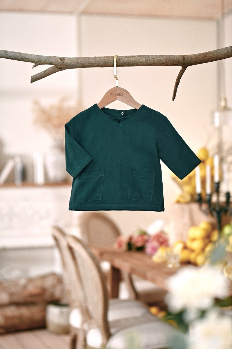 The Menuai Babies Kurta - Emerald Green