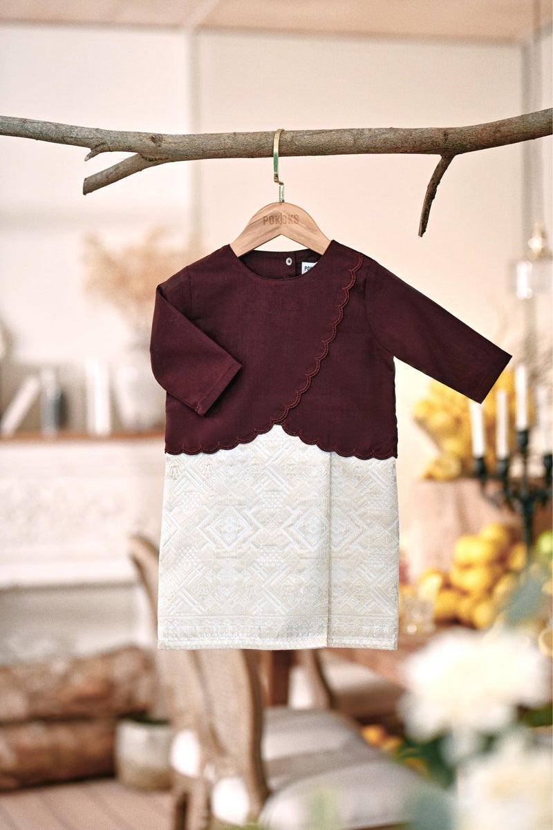 The Menuai Babies Broderie Jacquard Kurung - Mangosteen