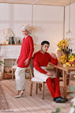 The Menuai Men Baju Melayu Top - Crimson Red