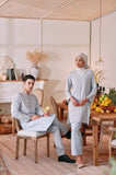 The Menuai Men Baju Melayu Top - Light Grey