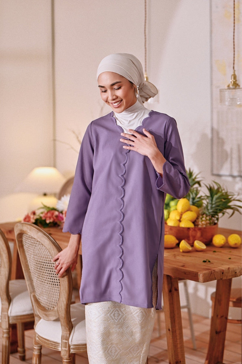 The Menuai Women Broderie Kurung Top - Purple