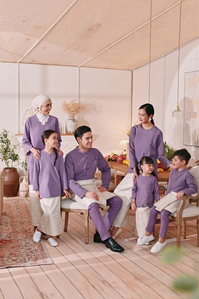 The Menuai Broderie Kurung Top - Purple