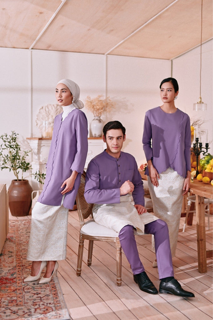 The Menuai Women Broderie Kurung Top - Purple