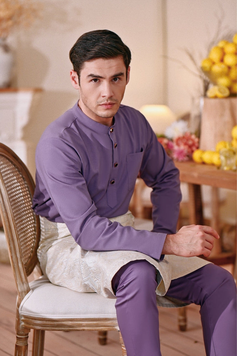 The Menuai Men Baju Melayu Top - Purple
