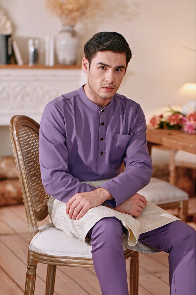 The Menuai Men Baju Melayu Top - Purple