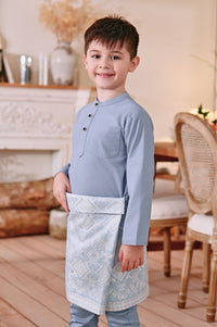 The Menuai Baju Melayu Top - Light Pigeon Blue