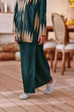 The Menuai Broderie Folded Skirt - Emerald Green