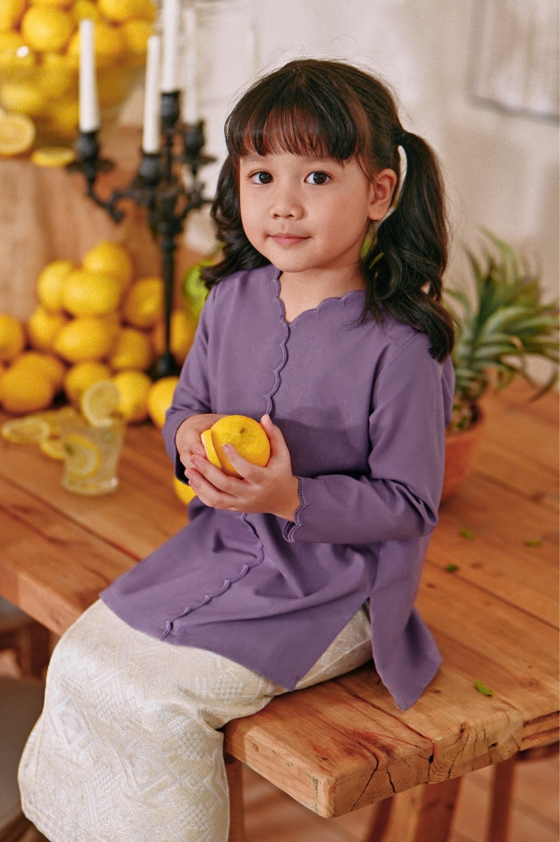 The Menuai Broderie Kurung Top - Purple