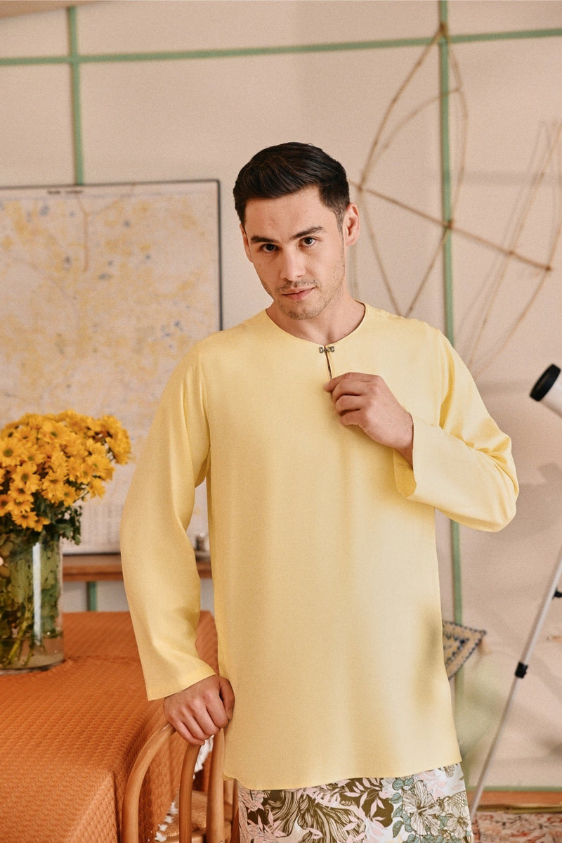 The Lembah Men Kurta - Light Yellow