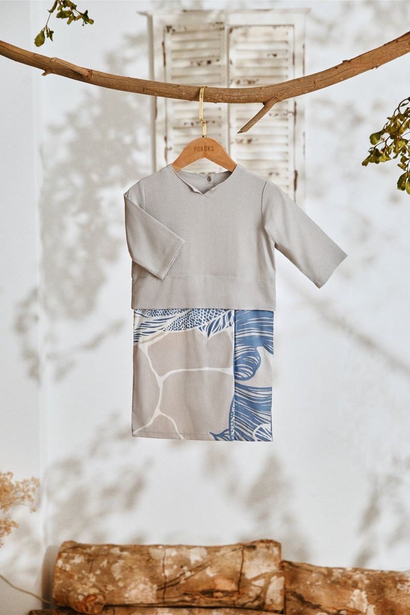 The Lembah Babies Kurung - Light Grey
