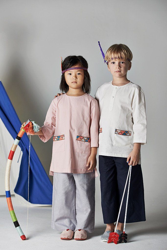 Seluar kanak-kanak unisex linen dengan pocket dalam warna kelabu design comel