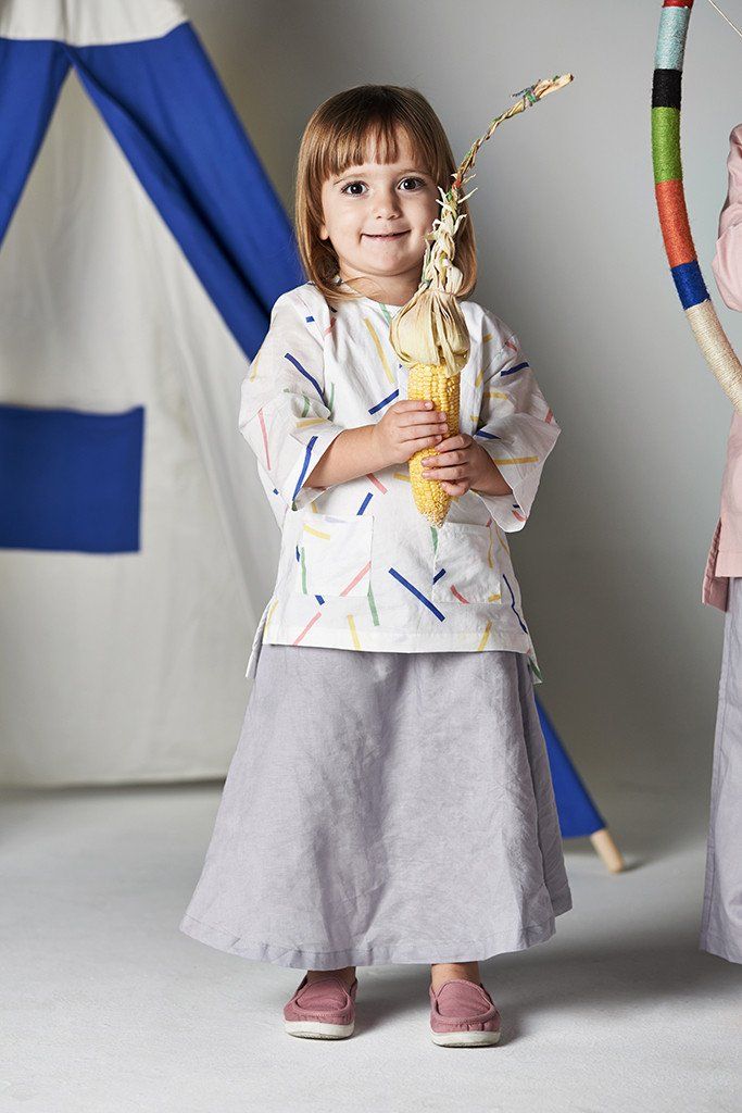 Baju kanak-kanak padi cotton skirt panjang in grey comel