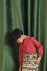The Rona Baju Melayu Top - Brown Red