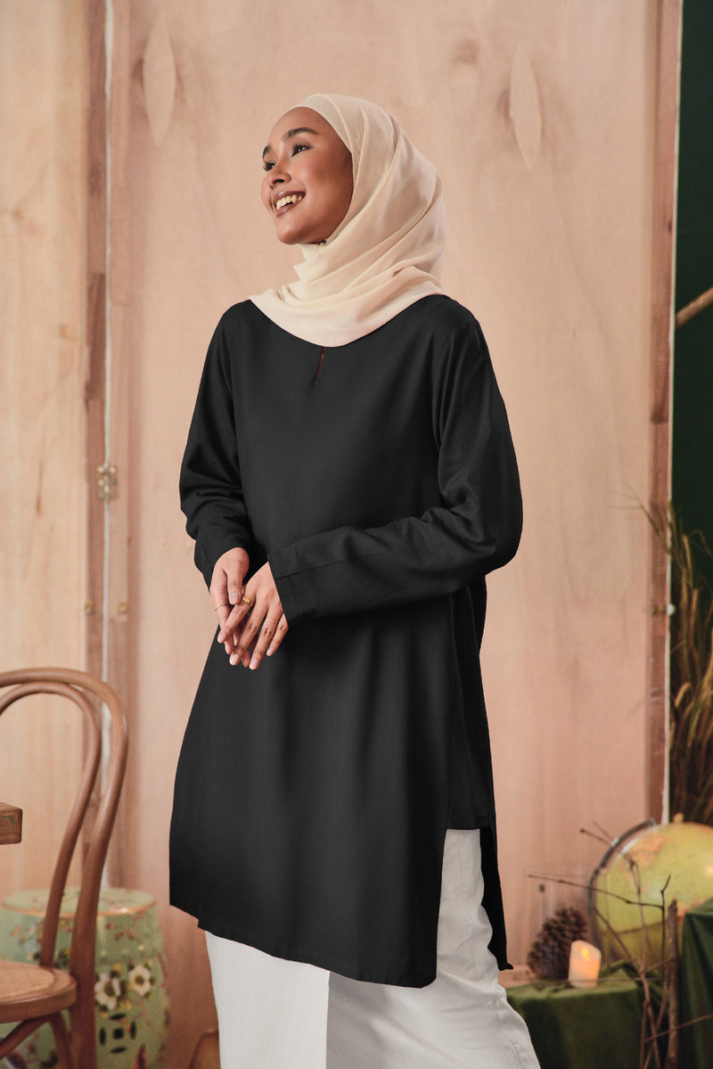 baju kurung cotton hitam