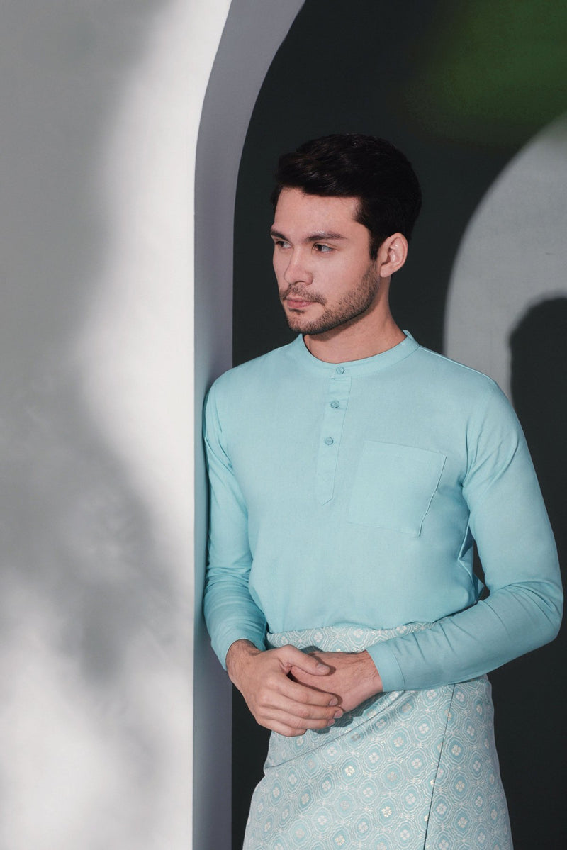 kurta cotton dewasa biru