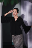 The Bayang Women Jacquard Skirt - Petal Royal Black