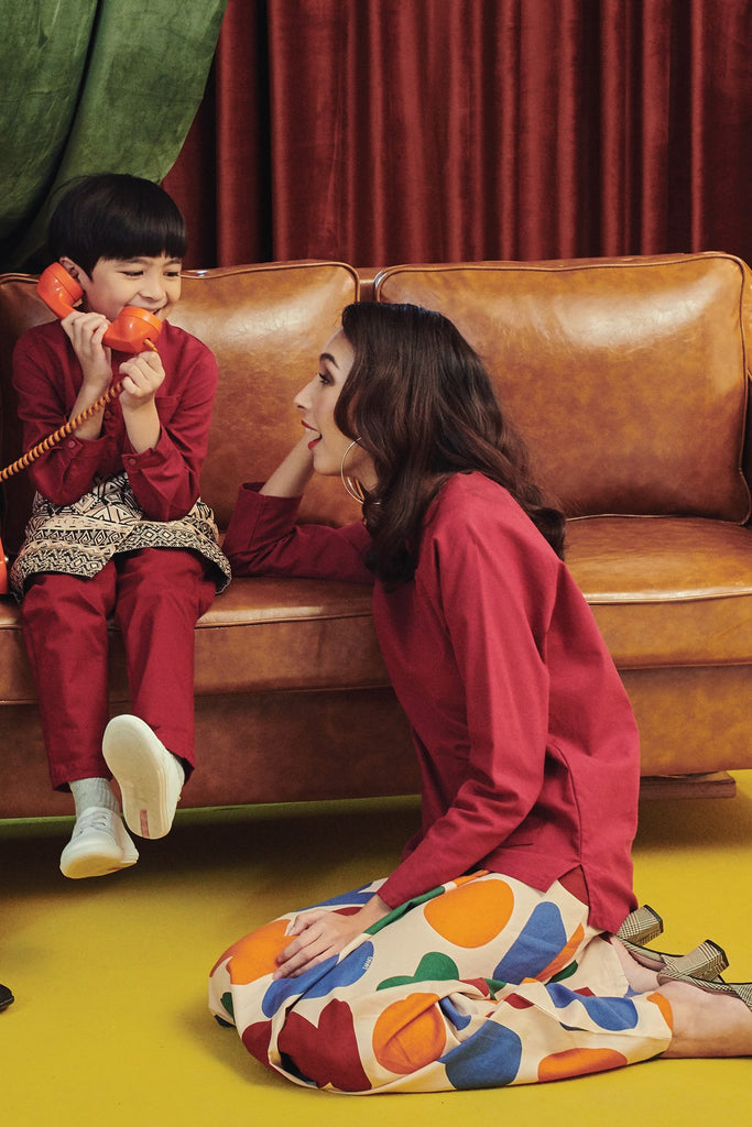 Parent-Child Maroon Colour Blouse