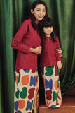 Parent-Child Maroon Colour Blouse outfits