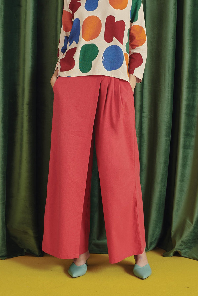 Brown Red Women Overlay Trouser