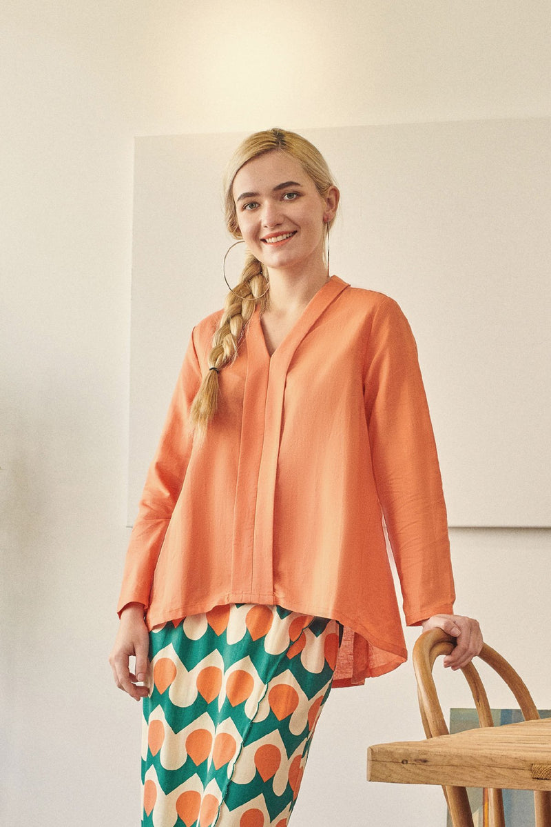 baju kebaya dewasa cotton orange