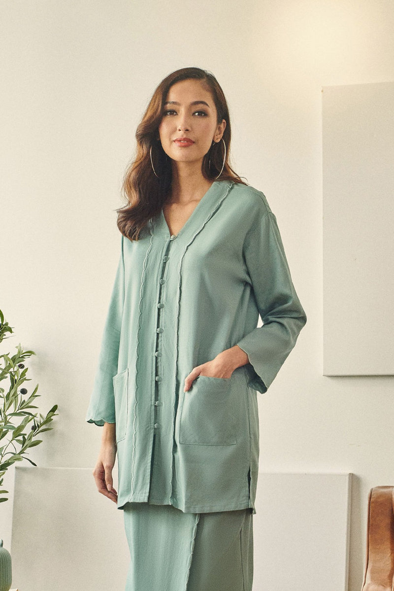 baju kebarung cotton hijau