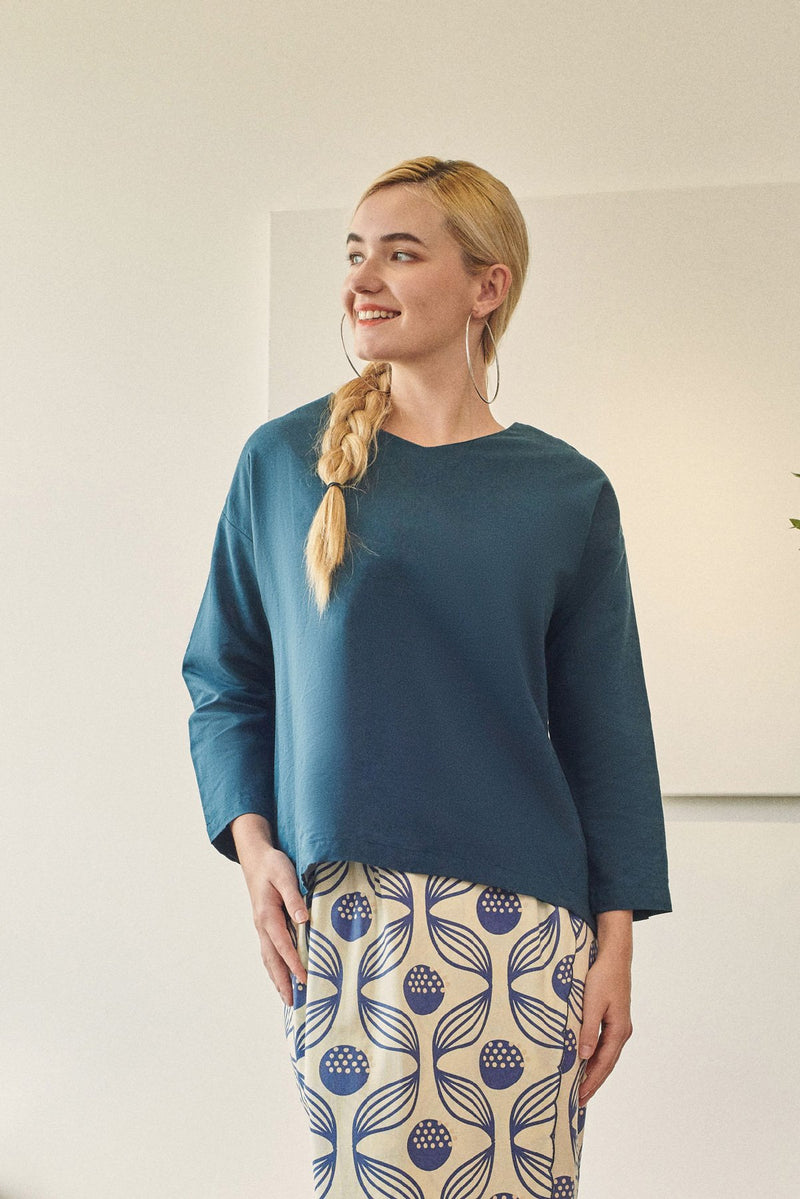 blouse cotton dewasa hijau