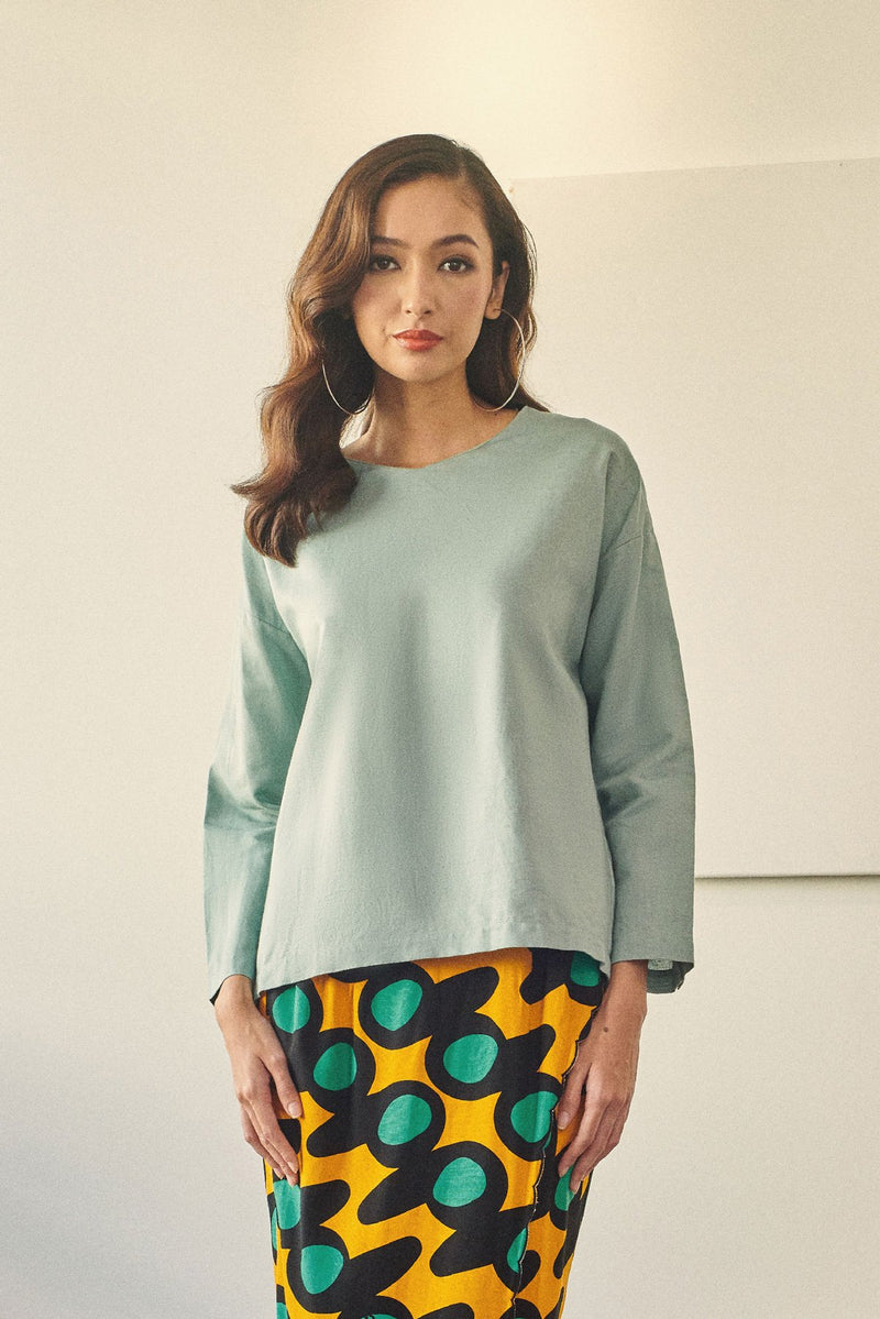 blouse dewasa cotton hijau