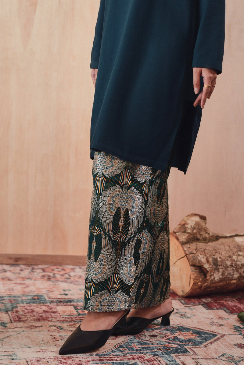 kain jacquard corak emerald green