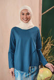 blouse plain biru teal