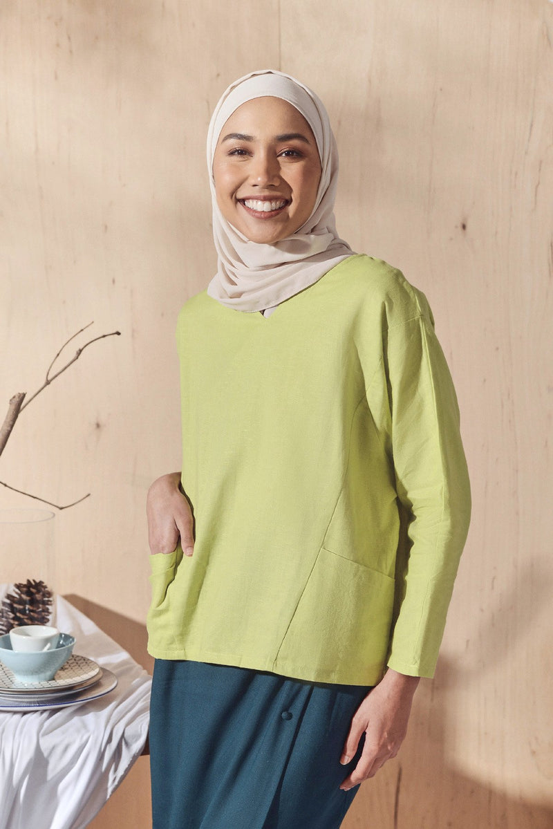 The Balik Women Dolman Sleeve Blouse - Lime Green