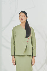 The Timur Women Wrapped Blouse - Olive