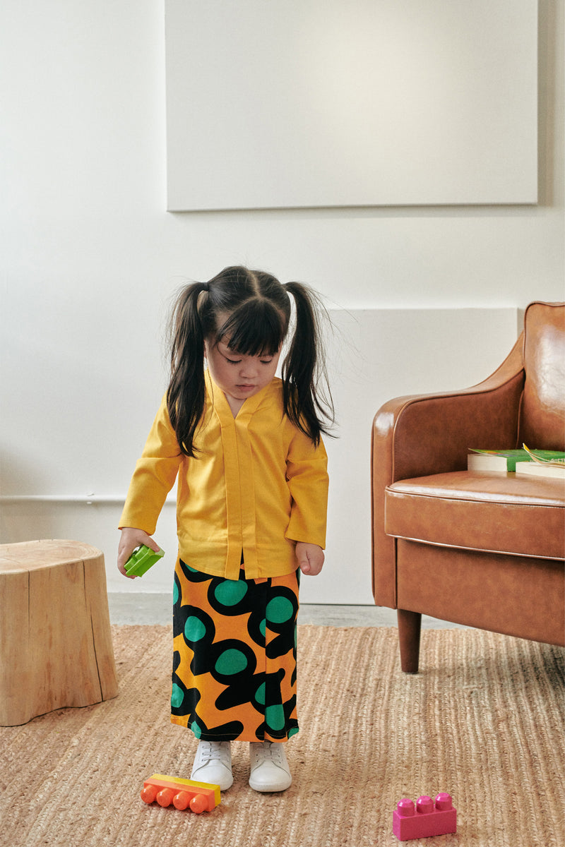 baju raya baby cotton kuning