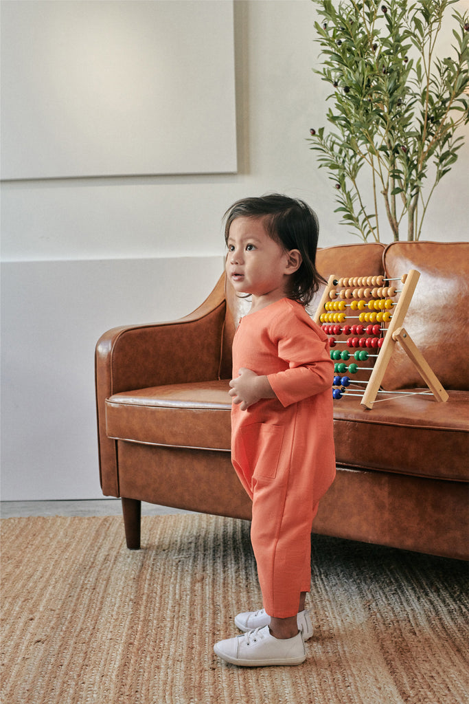 baby jumpsuit cotton plain orange 
