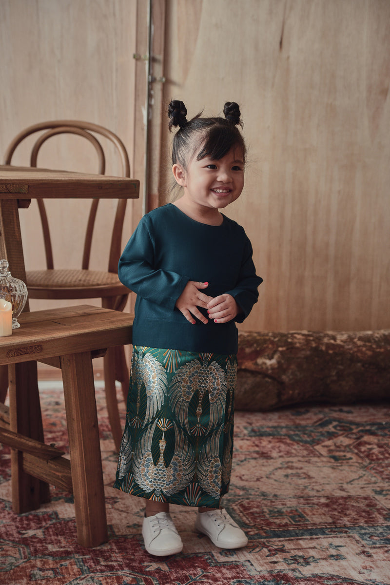 baju kurung baby hijau dengan kain