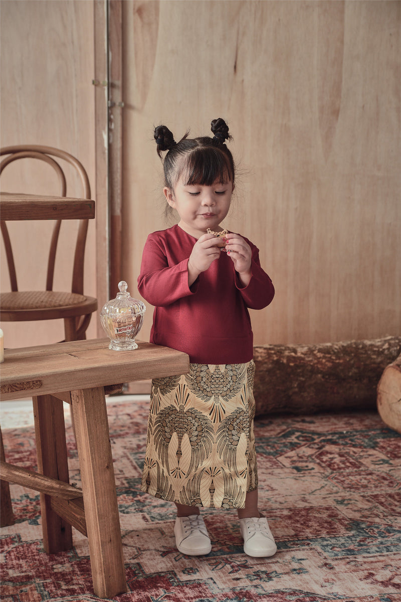 baju raya kurung baby merah hati dan kain jacquard