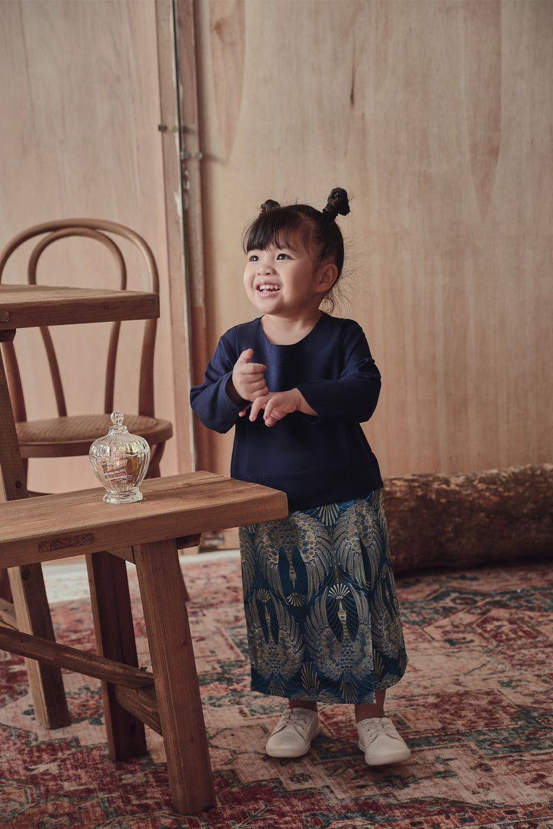baju raya baby kurung biru dan kain jacquard