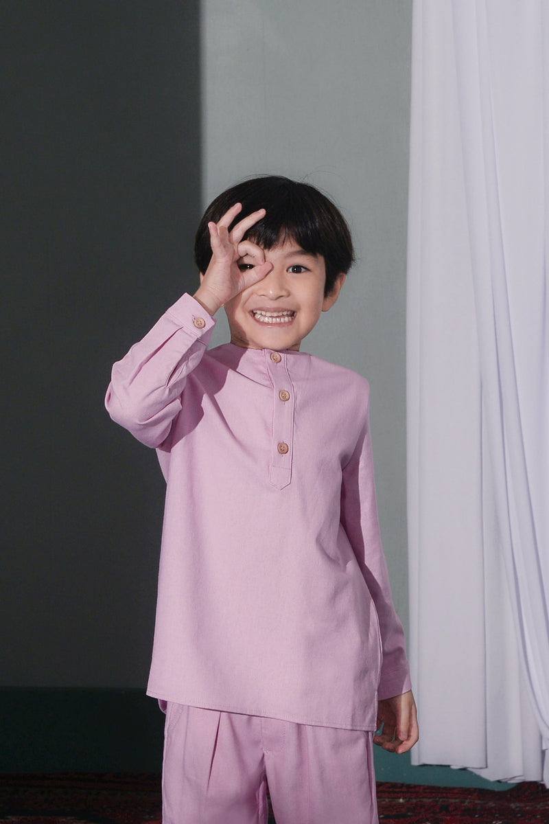 kurta budak lelaki cotton ungu