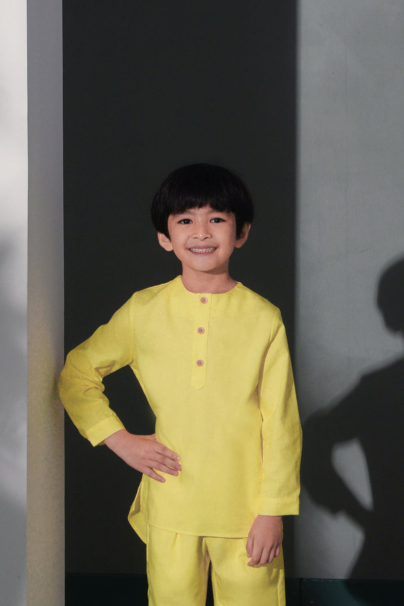 kurta budak cotton kuning